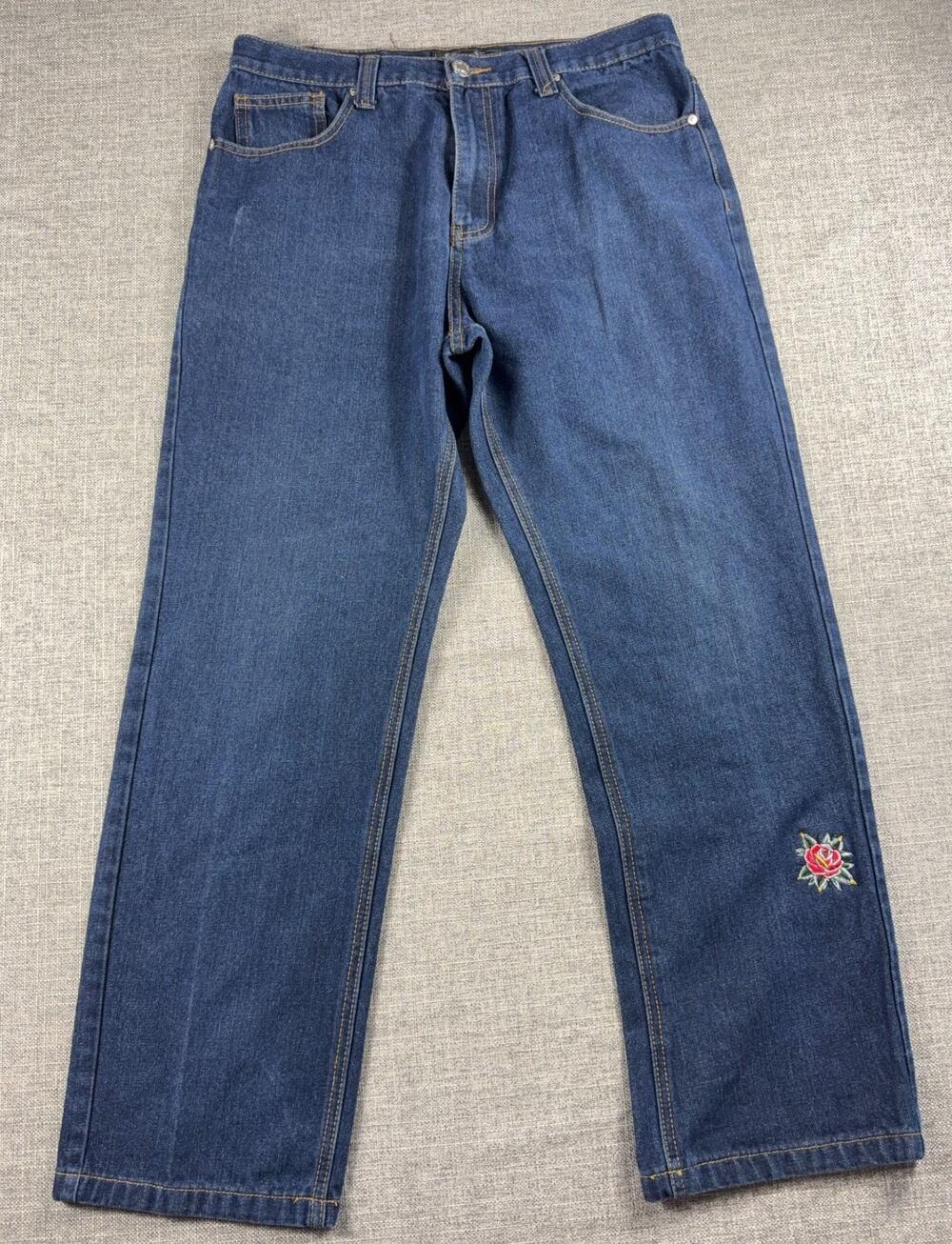 Bare Fox OneColorOneNation Jeans 26 Rose Embroidered Dark Wash Y2K Denim